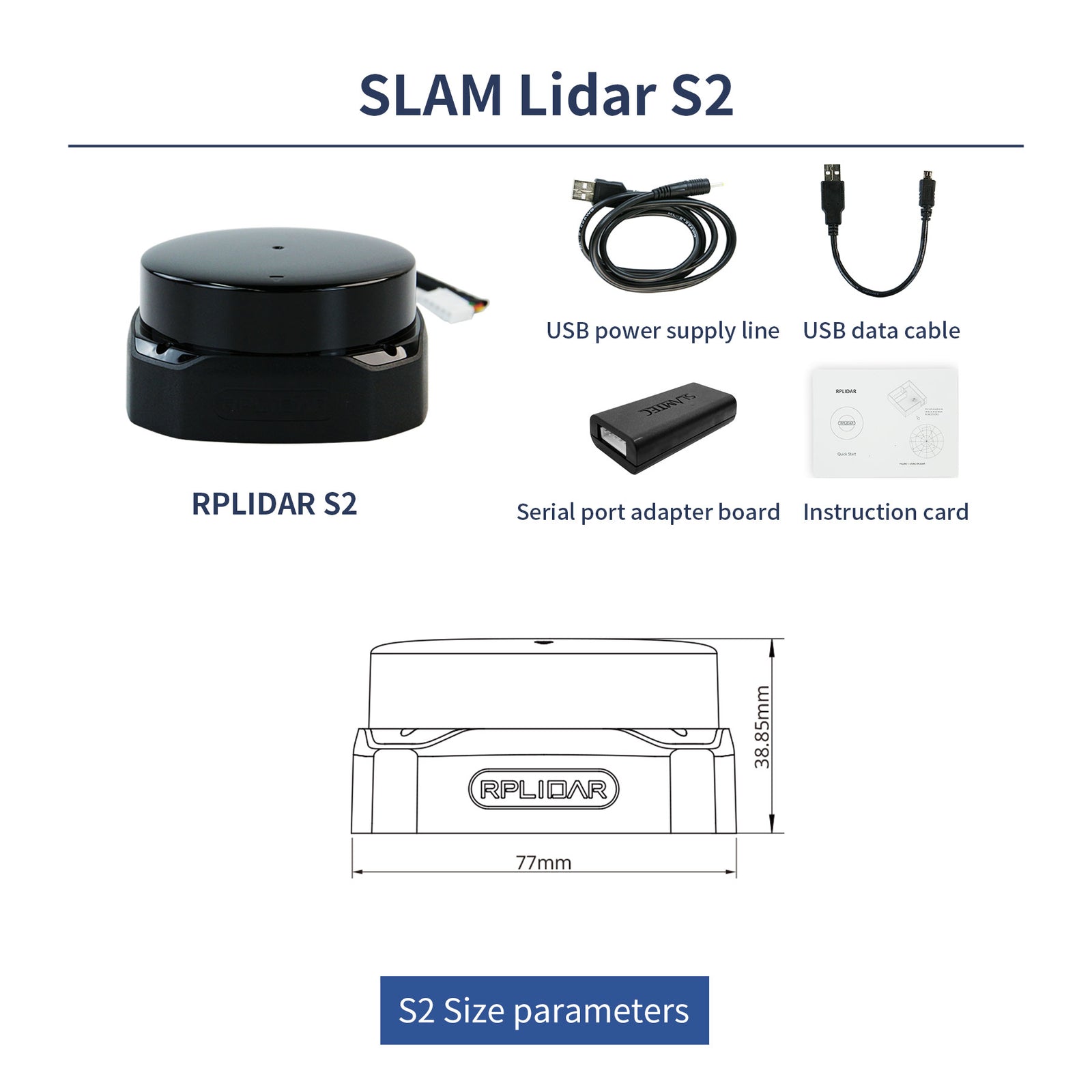 Slamtec RPLIDAR Lidar SLAM A1 A2 A3 S1 S2 S2L MapperM2 지원 ROS/ROS2용 매핑 탐색 버전 RPLIDAR S2